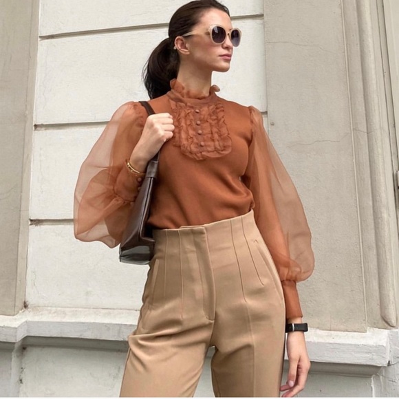 Zara Tops - NWT ZARA Organza Knit Top M Blogger’s Favorite